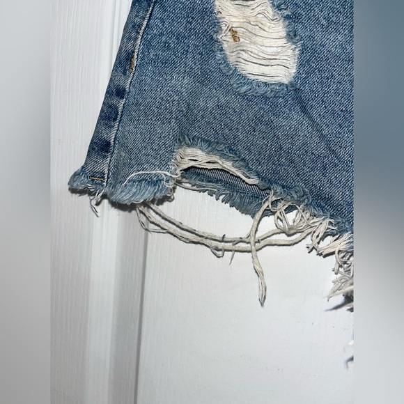 Forever21 High Rise Distressed Medium Wash Denim Shorts — 24 - Picture 2 of 6